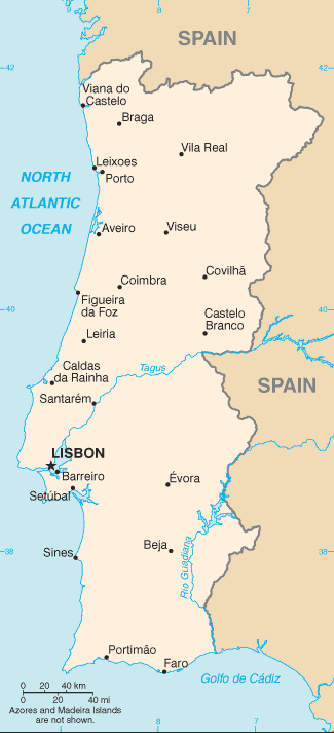 Map Portugal Travel Insurance